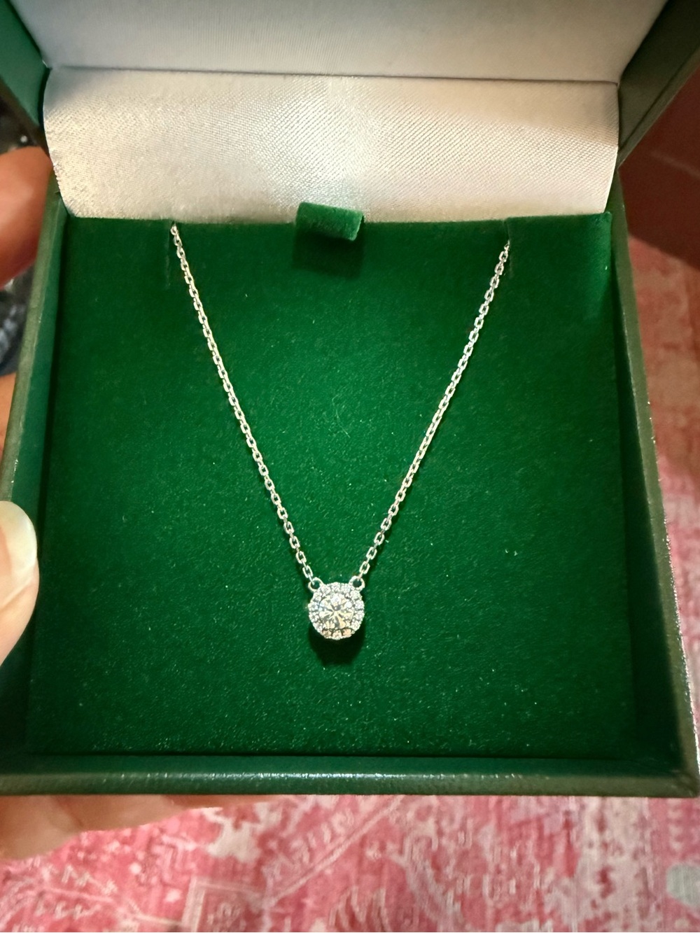 14k white gold Round Cluster moissanite pendant Necklace